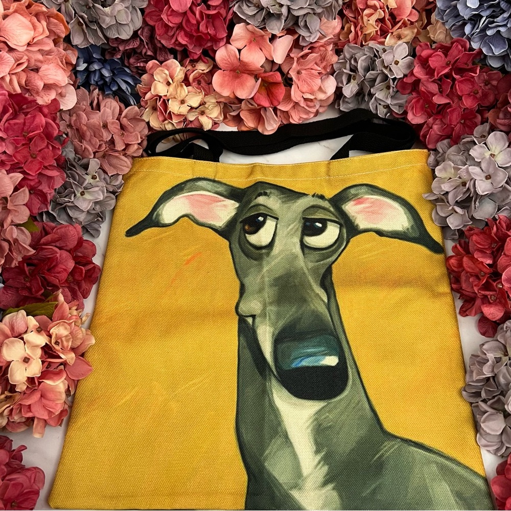 Eco-Friendly Sly Gray Greyhound Dog Folding Tote Bag - Picture 6 of 13